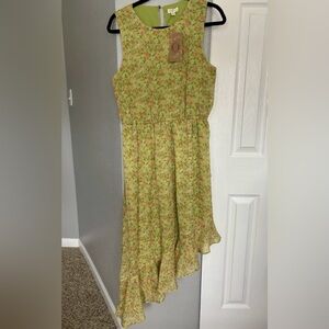 Mason&Belle Women’s Chic Asymmetrical Floral Dress in Green Size L